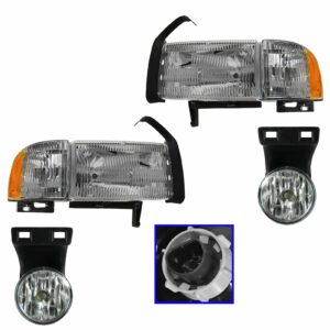 Headlight Fog Driving Light Lamp Kit Set of 4 for Dodge Ram Pickup Truck