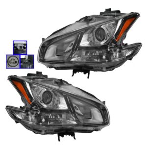 Xenon HID Smoked Headlight Headlamp Left & Right Pair Set for 2011 Maxima Sport