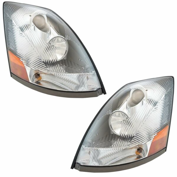 Halogen Headlight Headlamp LH RH Kit Pair Set Compatible with Volvo VN VNL VNM HD Truck
