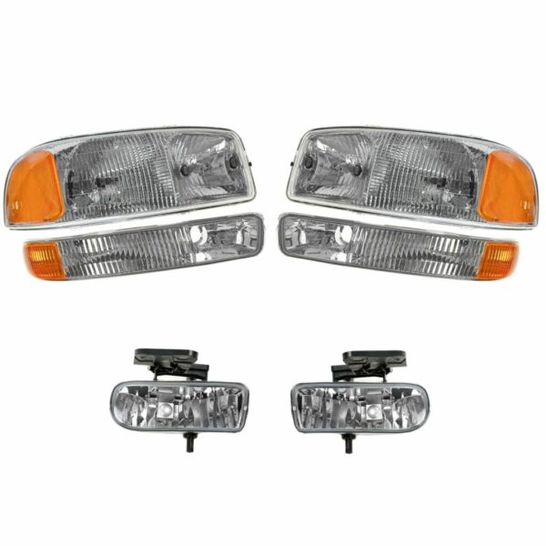 Headlight Headlamp Corner Parking Fog Driving Light Set Kit for GMC Sierra Yukon
