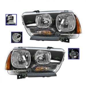 Halogen Headlight Headlamp LH & RH Pair Set of 2 for 11-13 Dodge Charger