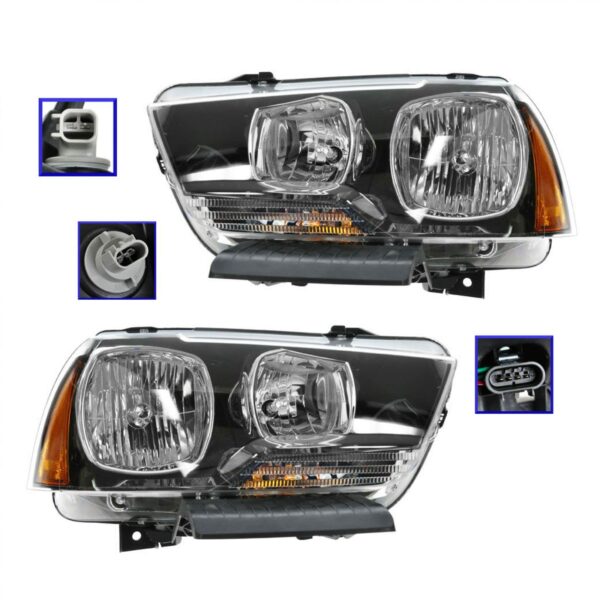 Halogen Headlight Headlamp LH & RH Pair Set of 2 for 11-13 Dodge Charger