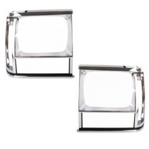 Chrome Headlight Bezel Pair Set Compatible with Jeep Cherokee Comanche Pickup Truck