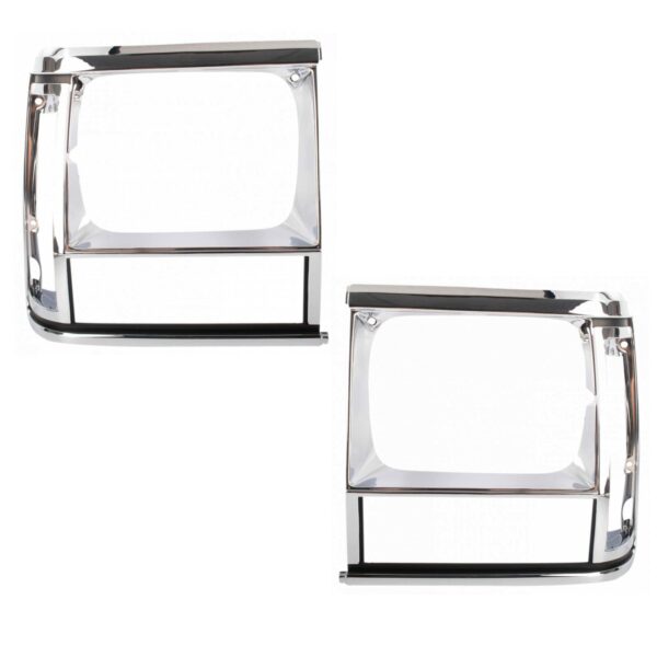 Chrome Headlight Bezel Pair Set Compatible with Jeep Cherokee Comanche Pickup Truck