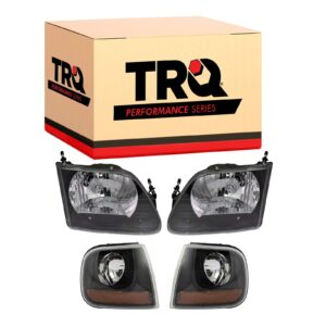TRQ Performance Headlight & Corner Light Set Black for Ford Truck Expedition