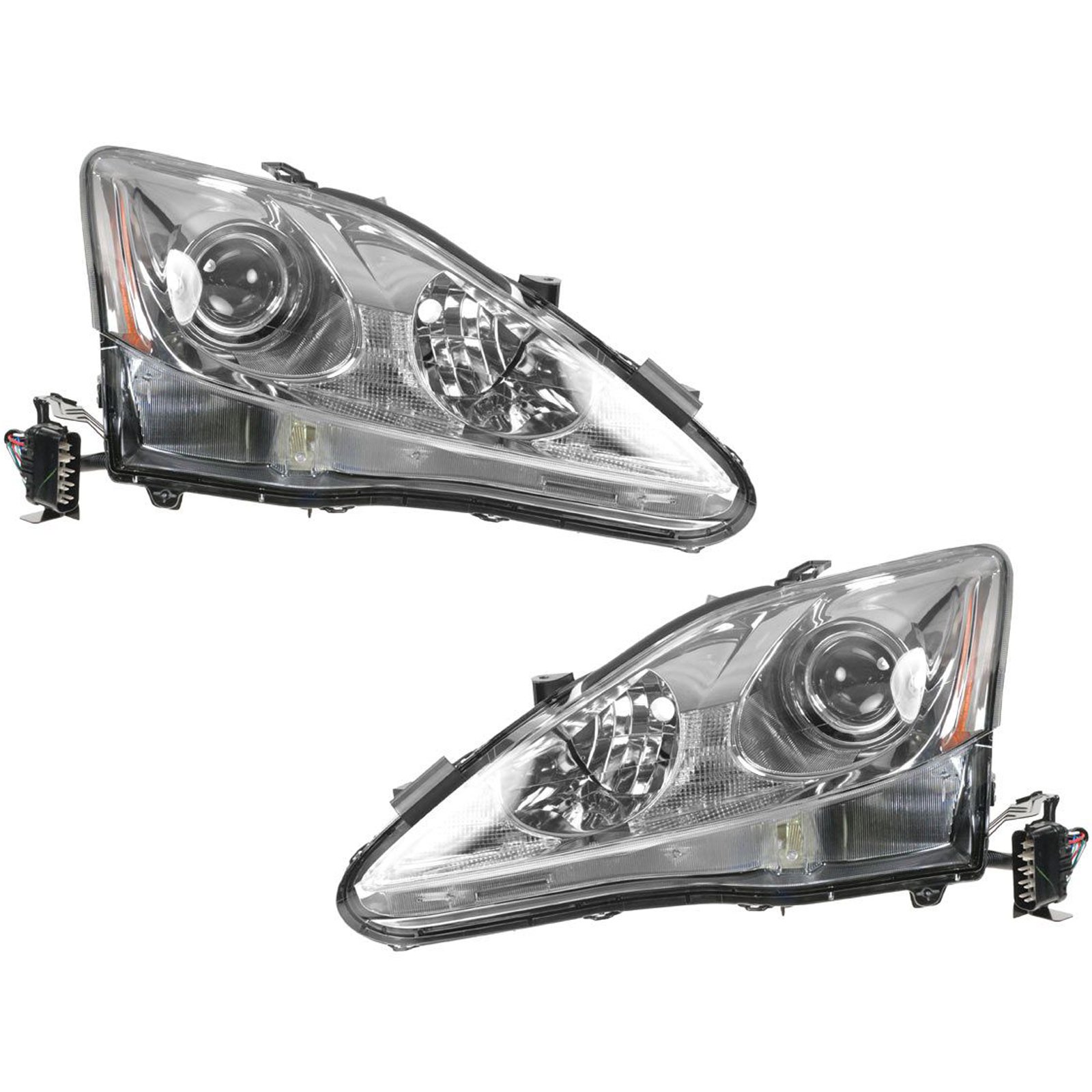 Headlights Headlamps Left & Right Pair Set for 06-08 Lexus IS250 IS350