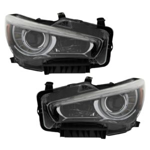 TRQ Headlight Set Fits 2014-2017 INFINITI Q50