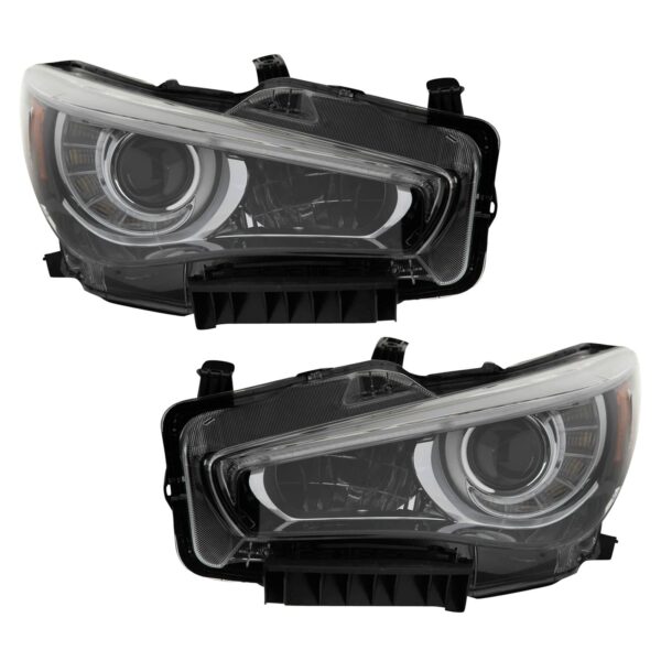 TRQ Headlight Set Fits 2014-2017 INFINITI Q50