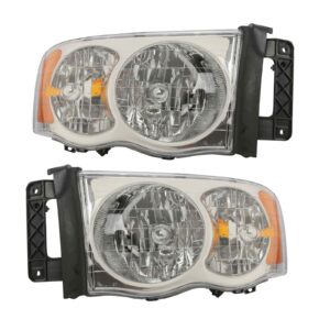 Headlights Headlamps Left & Right Pair Set for Dodge Ram Pickup Truck