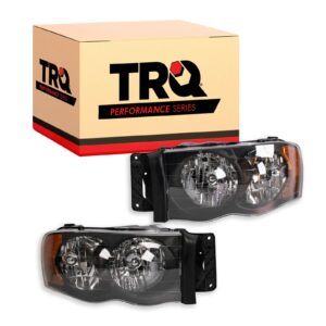 TRQ Performance Headlight Set Compatible with 2002-2005 Dodge Ram 1500 Ram 2500 Ram 3500