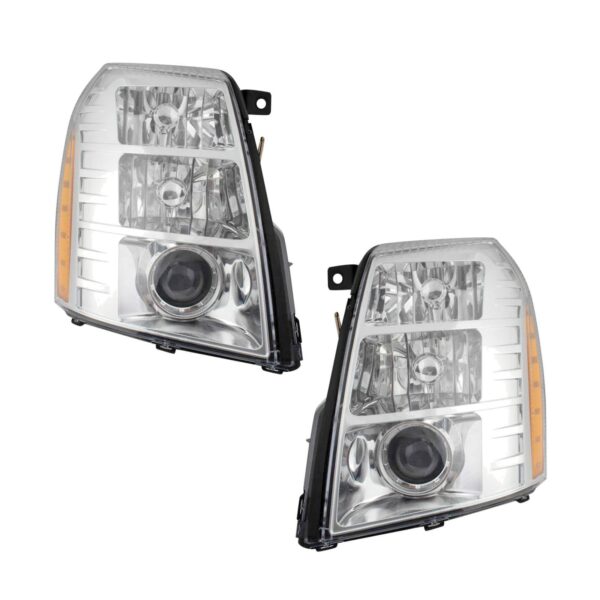 HID Headlight Headlamp & Ballast w/ Chrome Bezel LH RH Set Pair for Escalade
