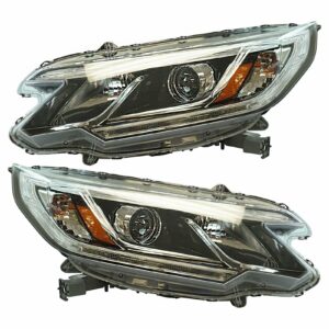 Halogen Projector Headlight Lamp Assembly LH RH Pair for Honda CR-V SUV