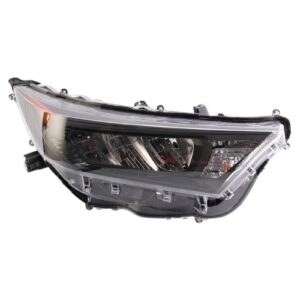 Right Headlight Assembly Black Bezel Compatible with 2019-2021 Toyota Rav4 LE Passenger Side