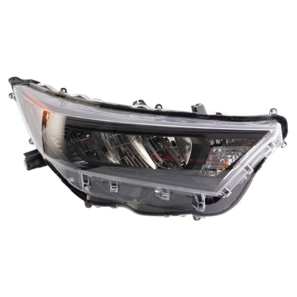 Right Headlight Assembly Black Bezel Compatible with 2019-2021 Toyota Rav4 LE Passenger Side