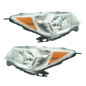 Halogen Headlight Headlamp w/ Chrome Bezel LH RH Pair for Subaru Forester 2.5L