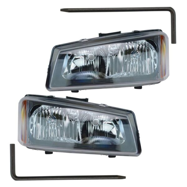 Headlights Headlamps Set & Mounting Pin for 05-07 Silverado Avalanche Truck