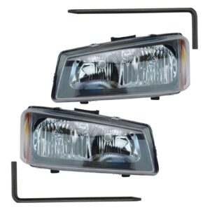 Headlights Headlamps Set & Mounting Pin for 05-07 Silverado Avalanche Truck