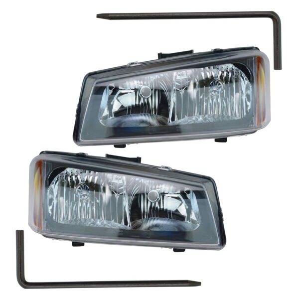 Headlights Headlamps Set & Mounting Pin for 05-07 Silverado Avalanche Truck