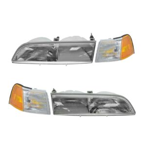 Headlights Parking Lamp Light Left Right 4 Piece Set for 89-93 Ford Thunderbird