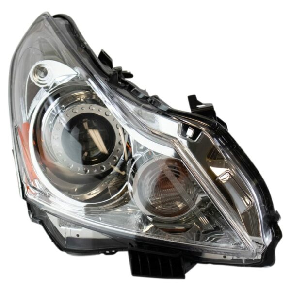 1A Auto Headlight Headlamp HID Chrome Bezel RH Right Passenger Side for 2011-2012 Infiniti G25 / 2010-2013 Infiniti G37 / 2015 Infiniti Q40