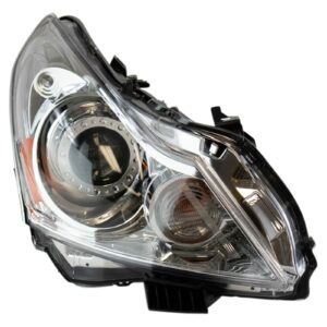 1A Auto Headlight Headlamp HID Chrome Bezel RH Right Passenger Side for 2011-2012 Infiniti G25 / 2010-2013 Infiniti G37 / 2015 Infiniti Q40