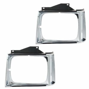 Chrome Headlights Bezel Trim Left & Right Pair Set Compatible with Chevy S10 GMC S-15 Truck