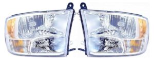 Quad Headlights Headlamps Left & Right Pair Set of 2 for Dodge Ram Pickup Truck