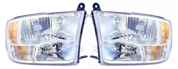 Quad Headlights Headlamps Left & Right Pair Set of 2 for Dodge Ram Pickup Truck