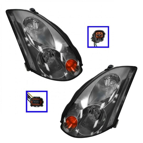 Xenon HID Headlights Headlamps Left/Right Pair Set for 03-05 Infiniti G35 Coupe