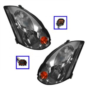 Xenon HID Headlights Headlamps Left/Right Pair Set for 03-05 Infiniti G35 Coupe