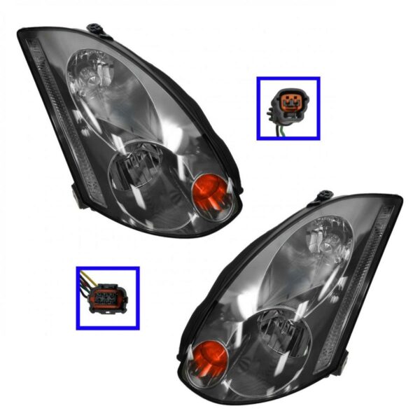 Xenon HID Headlights Headlamps Left/Right Pair Set for 03-05 Infiniti G35 Coupe