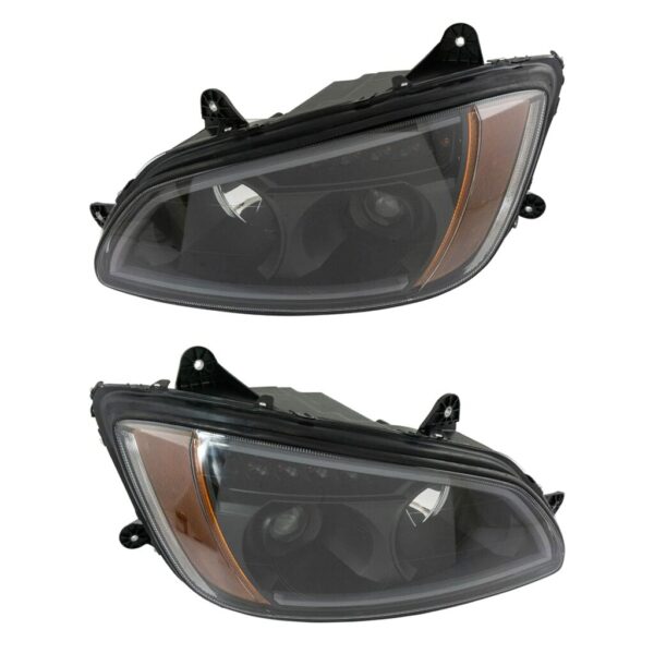 Black Performance Halogen Headlight Lamp Set Compatible with 2008-2015 Kenworth T170 / 2008-2015 T270 /