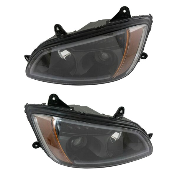 Black Performance Halogen Headlight Lamp Set Compatible with 2008-2015 Kenworth T170 / 2008-2015 T270 /