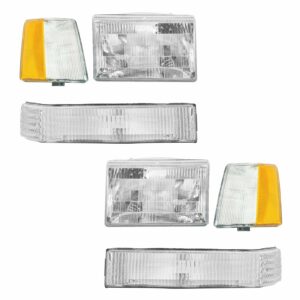 Headlights & Parking Corner Lights Left/Right Pair Set for 93-96 Grand Cherokee