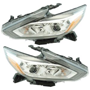 Halogen Headlight Headlamp w/ Chrome Housing LH RH Kit Pair for Nissan Altima