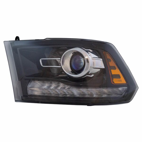 Black Bezel Projector Headlight Lamp Assembly LH Driver Side Compatible with Ram Truck