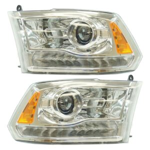 Halogen Headlight Lamp Assembly LH RH Set of 2 Pair for Ram 1500 2500 3500