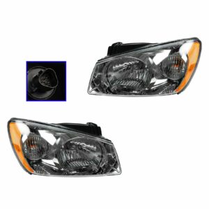 Headlights Headlamps w/ Dark Background Left & Right Pair Set For 05-06 Spectra