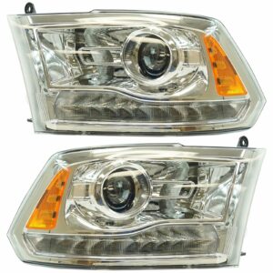 Halogen Headlight Lamp Assembly LH RH Set of 2 Pair for Ram 1500 2500 3500