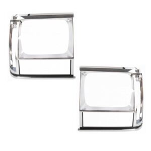 Chrome Headlight Bezel Pair Set for Jeep Cherokee Comanche Pickup Truck