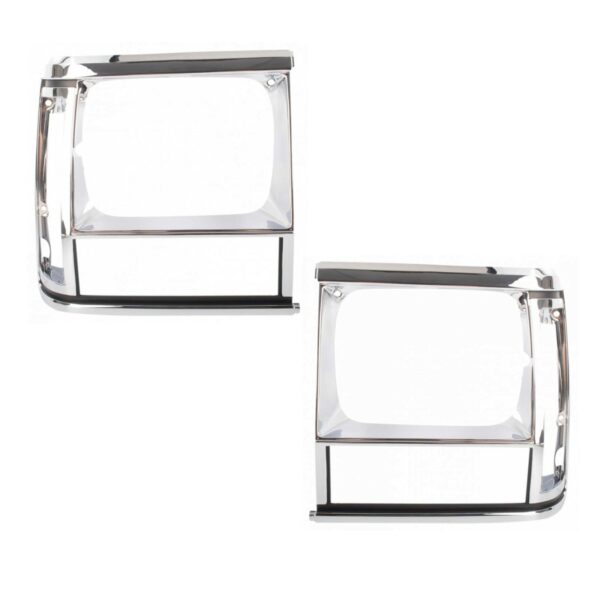 Chrome Headlight Bezel Pair Set for Jeep Cherokee Comanche Pickup Truck