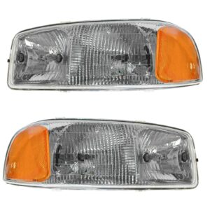 Headlights Headlamps Left & Right Pair Set for GMC Sierra Pickup Truck Yukon