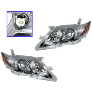 Headlights Headlamps Pair Set for 10-11 Toyota Camry SE US Built Models