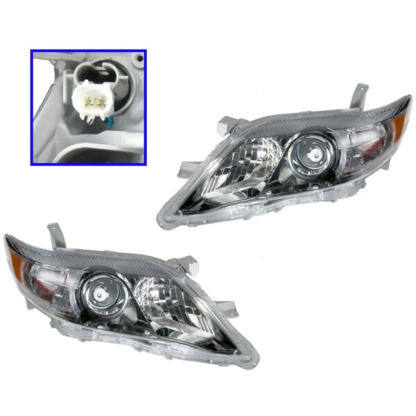 Headlights Headlamps Pair Set for 10-11 Toyota Camry SE US Built Models