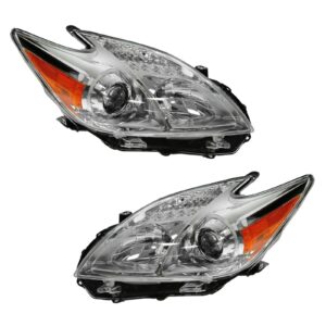 Headlight Headlamp Halogen LH & RH Pair Set of 2 for 12-13 Toyota Prius
