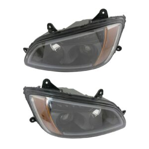 Black Performance Halogen Headlight Lamp Set Compatible with Kenworth T660