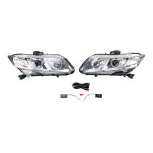 Projector Headlight Lamp Assemblies with Clear Lens & Black Housing for Tundra