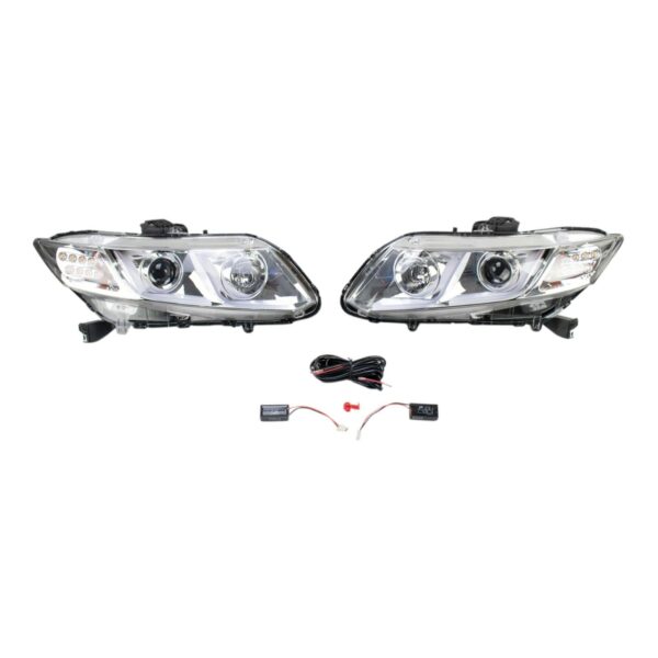 Projector Headlight Lamp Assemblies with Clear Lens & Black Housing for Tundra