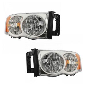 Headlight Set Compatible with 2002-2005 Dodge Ram 1500 2003-2005 Ram 2500 Ram 3500