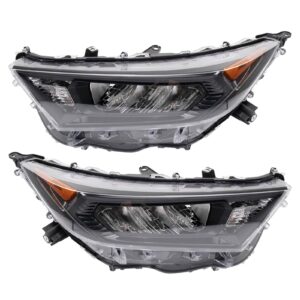 Black Bezel Headlight Set Compatible with 2019-2021 Toyota RAV4